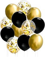 Yukiyi 60Pcs 12-Inch Gold & Black Balloon Set Latex Confetti Arch Kit view 2