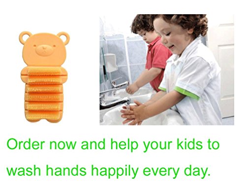Nail Scrubber Brush Kids, Hands Finger Nails Scrub Scrubbing Cleaning Washing Brushes with Soft Bristle for Baby Toddler and Children, Animal Style and 2 Colors Choice (Yellow)