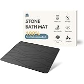 MIRA HOME Stone Bath Mat, Non-Slip Diatomaceous Earth Shower Mat, Fast Drying Diatomite Stone Bath Mat, Highly Absorbent, Odorless, Easy to Clean (Stripe Dark Grey)