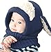 Bienvenu Children Boys Girls Knitted Oversized Hat Dog Woolen Ear Infinity Scarf Outdoor Skull Caps for Autumn Winter, Navy