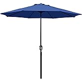 Blissun 9' Outdoor Patio Umbrella, Outdoor Table Umbrella, Yard Umbrella, Market Umbrella with 8 Sturdy Ribs, Push Button Tilt and Crank