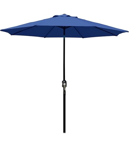 Sunnydaze Outdoor Patio Umbrella with Tilt & Crank, Navy Blue, 9ft
