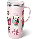 Swig Life 22oz Travel Mug, Insulated Tumbler with Handle and Lid, Travel Coffee Mug, Cup Holder Friendly, Stainless Steel 22 oz Tumbler, Nutcracker Insulated with Lid (Sugar Plum Soldiers)