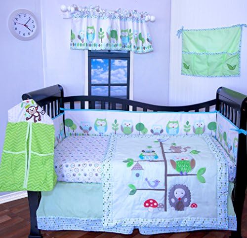 12 Pcs Designer Crib Bedding Nursery Set.OWL TREE ,Baby boy or girl bumper included