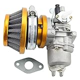 GOOFIT Air Filter Stack Carburetor Carb for 2 Stroke 47cc 49cc Mini ATV Quad Dirt Pocket Bike Yellow