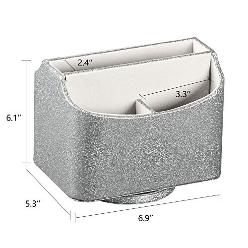 Leather Remote Control Holder, 360 Degree Spinning Desk TV Remote Caddy