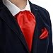 Dan Smith Red Cravat Tie For Men Ascot Handkerchief Satin Solid Self Classic Ascot Scarf Handkerchiefs Business Drc1E01A Red