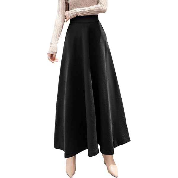 Dawwoti Women's Hollow Lace Maxi Skirt – High Waist Swing Umbrella Skirt For Fall & Winter - View #7