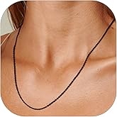 FOCALOOK Chain Necklaces for Women, 1.4MM Thin Cable Chains, 14K Gold/Rose Gold/Stainless Steel Silver/Black Plated, Hypoallergenic Long Chains for Pendant, 16 18 20 22 24 Inch
