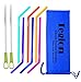 Tegion Slender Reusable Silicone Drinking Straws With Brush and Storage Pouch-For 20 30 Ounce Yeti Rtic 24 Ounce Tervis Tumblers 9 Pack