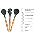 BUDNLE Silicone Kitchen Utensils 9-Piece BONUS Silicone Pastry Brush Kitchen -Heat Resistant Cooking Utensil Set with Natural Hard Wood Handle, Non-Stick, BPA Free (Dark Gray)
