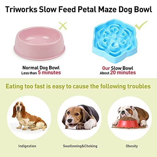 Slow Feeder Dog Bowl, Slow Feeding Petal Maze Dog Bowl, Healthy Diet Slow Eating Pet Bowl, Anti-Gulping Slow Feeder Stop Bloat Bowl for Small & Medium Size Dogs Green