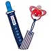AlmaBaby Universal Safety Pacifier Clip Holders, Boys - Blue Nautical 3 Pack - First Year Gumdrop Clip. No Metal Parts