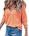 Auxo Women's V Neck Top Long Sleeve Shirt Blouses Oversized Sweater Pullover Jumper