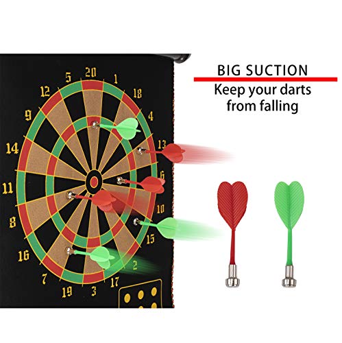 VENSEEN Magnetic Dart Board Games for Adults and Kids, Double-Sided Dartboard Set with 12 Safe Large Suction Darts. Suitable Indoor and Outdoor Games for Family Gatherings