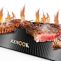 RENOOK Grill Mat Ultimate XL, Thickened 0.4mm in Thickness, Heavy Duty 600 Degree Non-Stick Grilling Sheets, Set of 2 BBQ Grill mats, 20 x 17-Inch