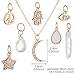 LUX ACCESSORIES Crescent Moon Celestial Crystal Hamsa Star Evil Eye Peave Amulet Interchangable Necklace Set