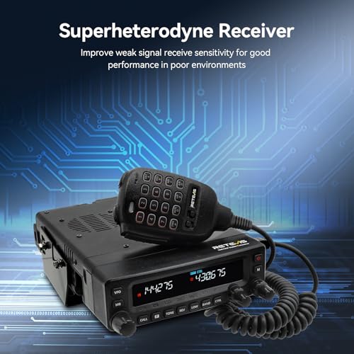 Retevis MA1 Amateur Radio with Antenna, Mobile Transmitter Receiver with Removable Control Panel, Multiband Repeater, Long Range, 2m/70cm/FM/AM, Ham Radio for Emergency Interventions (1 Piece)