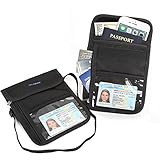 [2-Pack] RFID Blocking Travel Neck Passport Wallet, BIRUGEAR Black Passport ID Holder and Traveling Wallet