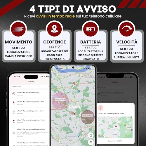 SafeTag MAG 4G - Magnetic and Rechargeable GPS Locator for Car, Van, Motorbike, 3 Months Standby, Tracking and Real-Time Alerts, Free 7 Day Trial and SIM Included