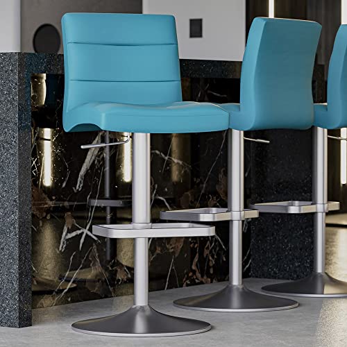 Zuri Furniture Teal Lush Adjustable Height Swivel Armless Bar Stool