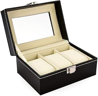 Gobesty Caja para Relojes, Caja de Reloj de 3 Rejillas con ...