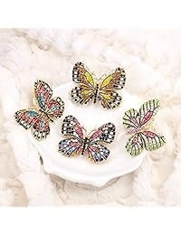 WeimanJewelry - Juego de 6 broches de mariposa con cristales de imitación multicolor para mujer