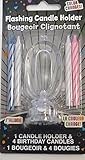 # 0 Birthday Flashing Number Candle Holder with 4 Birthday Party Candles