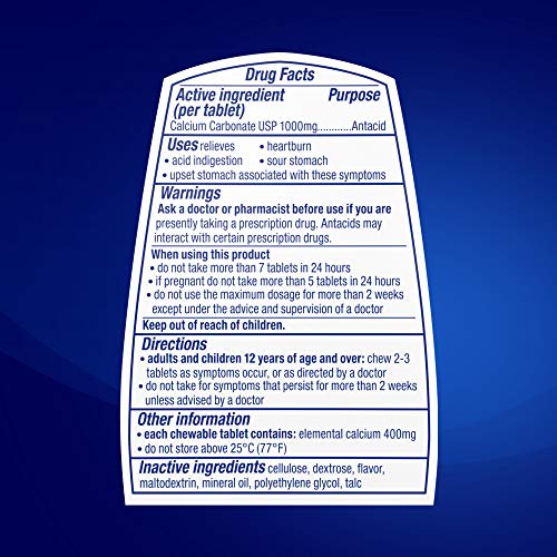 TUMS Ultra Strength Chewable Antacid Tablets for Heartburn Relief and