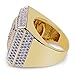 SHINY.U 14K Gold Plated Fully Iced out CZ Lab Simulated Diamond Drop Square Punky Ring for Men Hip Hop