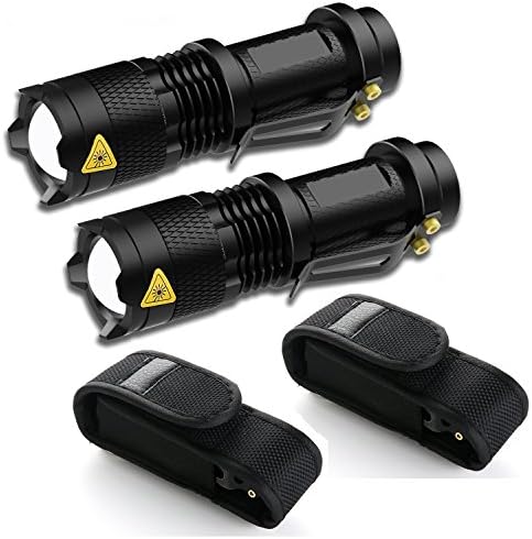 2Pcs Tactical Flashlight with 2Pcs Flashlight Holster,Tac 300 Lumen Ultra Bright , LED 1 Mode Flashlight ,Shock Resistant for Outdoor Activities