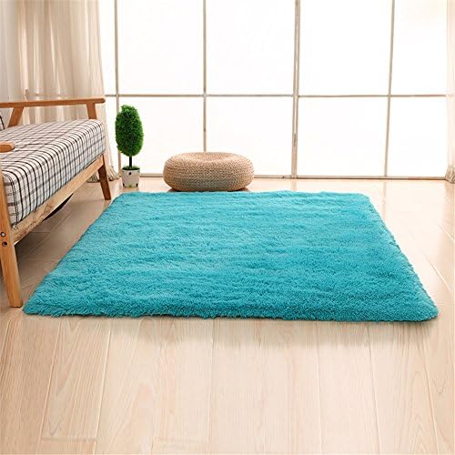 CAMAL Carpet, Rectangle Washable Silk Wool Material Rug for Living Room and Bedroom (140x200, Blue)