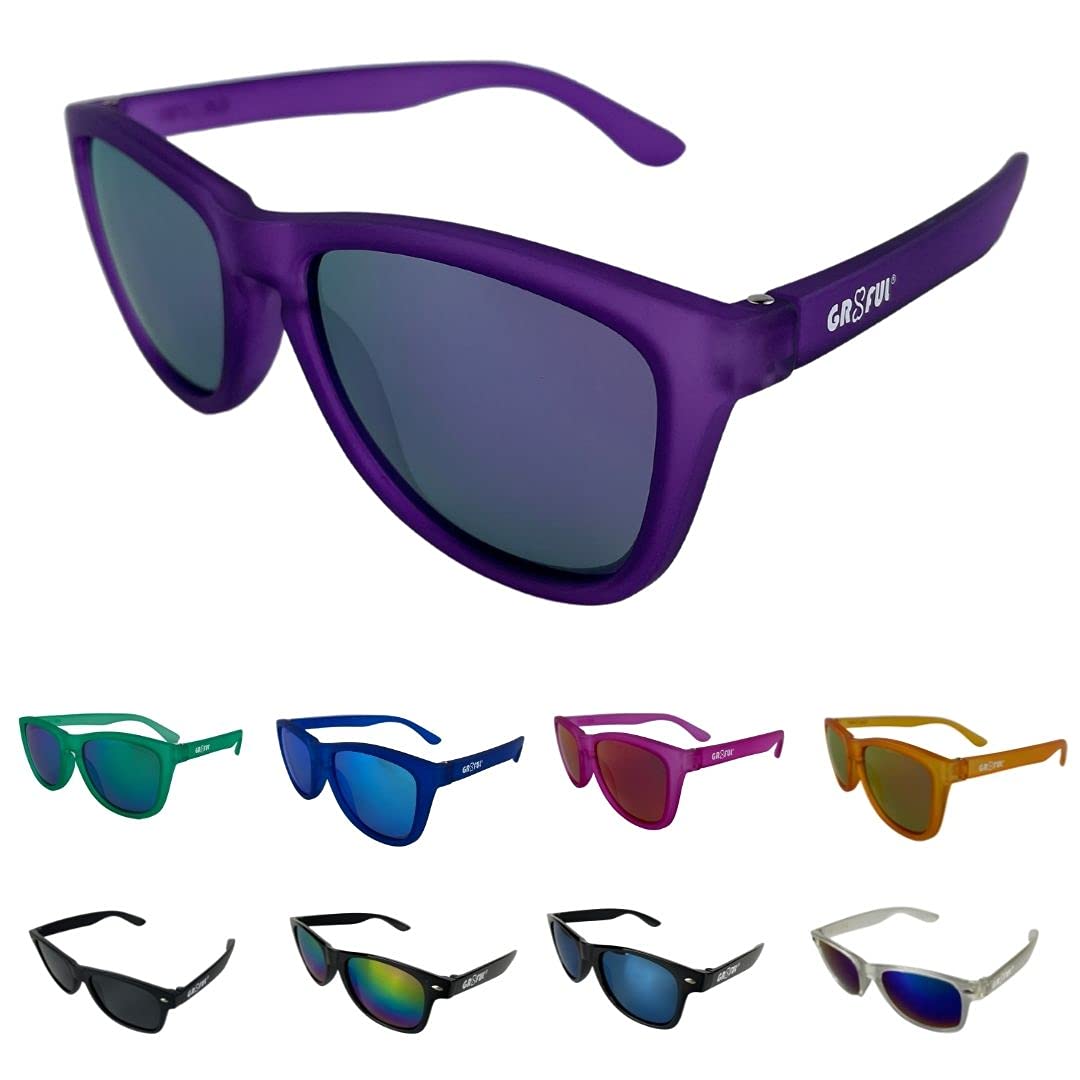 gr8ful® Sunglasses for Men & Women | Ladies, Mens Shades | Retro Sun Glasses for Outdoors, Hiking, Walking, Golf, Fishing, Cycling, Running | UV Protection Polarized (Purple Frame, Purple Mirror Lens)
