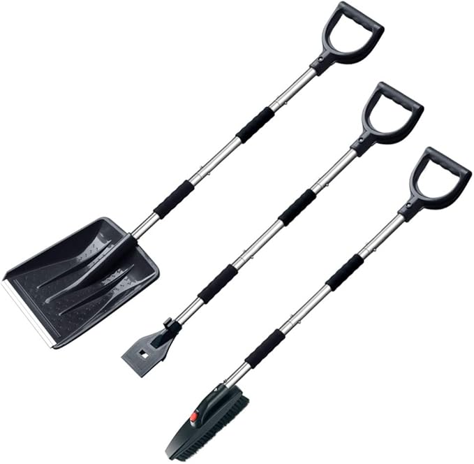 Snow Shovel Kit, multifun 3in1 Snow Shovel with Ice Scraper and Snow