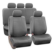 FH Group PU002SOLIDGRAY115 Gray Faux Leather Split Bench Auto Seat Cover (Full Set Airbags Compatible and Split Bench Cover)