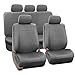 FH Group Car Seat Covers Full Set PU Leather - Universal Fit, Automotive Seat Cover,Low Back Front Seat Covers,Airbag Compatible,Split Bench Rear Seat Cover,Seat Cover for SUV,Sedan Solid Gray