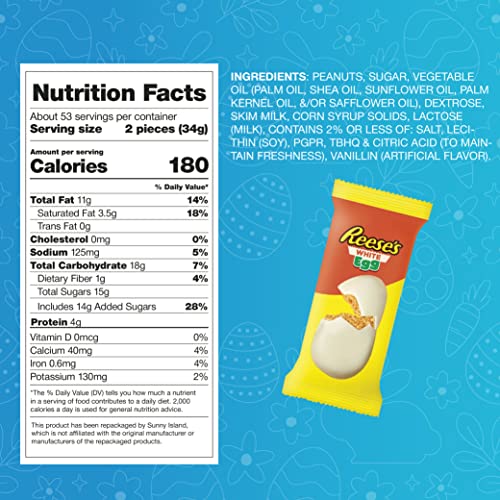 REESESeggs White Creme Peanut Butter Snack Size Easter Candy Eggs, 4