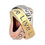 LilyJewelry Live Love Laugh Charm Birthstone Beads For Snake Chain Bracelet April