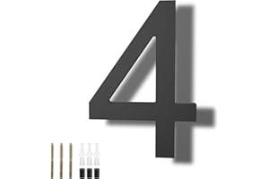 DEWEL 8 inch Floating Large House Numbers for Outside, Black Modern House Address Numbers Decor for 911 Visibility Signage with Nail Kits (House Number 4)
