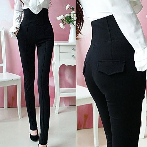 New Womens High Waisted Zipper Slim Long Pencil Pants Stretch Leggings Trousers D_L