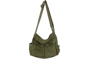 JQWSVE Canvas Messenger Bag Large Hobo Crossbody Bag with Multiple Pockets Canvas Shoulder Tote Bag for Women and Men