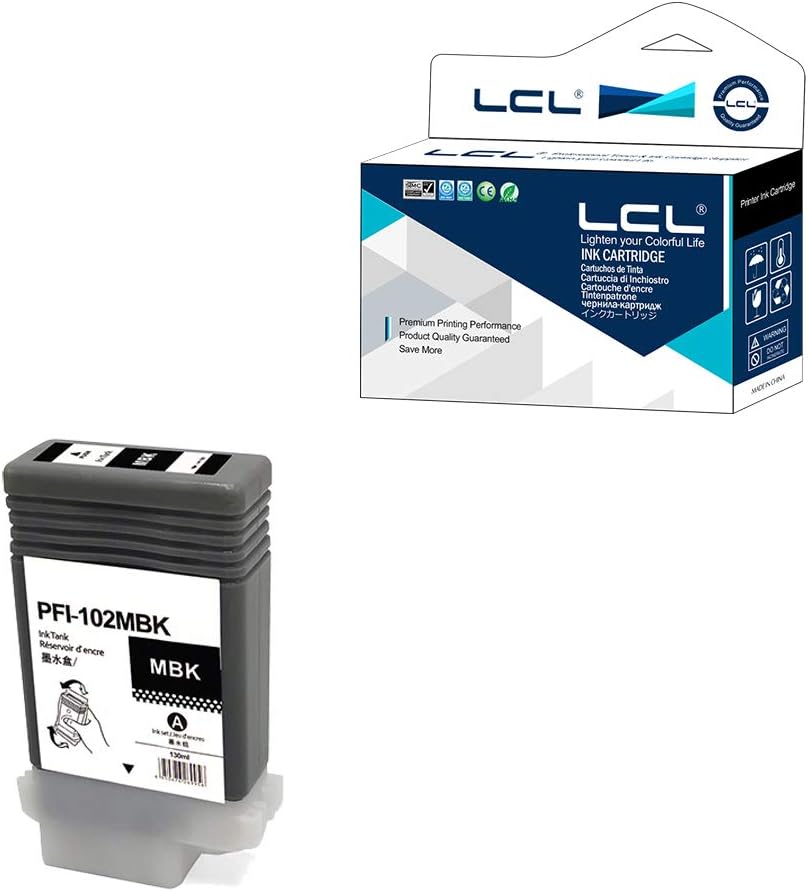 LCL PFI102 MBK Ink Cartridge Replacement for Canon PFI-102 PFI-102MBK for Canon imagePROGRAF iPF500 iPF510 iPF600 iPF605 iPF610 iPF650 iPF655 iPF700 iPF710 iPF720 iPF750 iPF755 iPF760 iPF765 (1 Pack)
