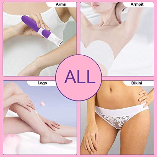 Bikini Trimmer for Women Electric Facial Hair Shaver 2 In 1 Ladies Hair Foil Shaver Razor Cordless Painless Hair Removal Groomer for Face/Underarm/Arms/Legs/Bikini Area - Wet & Dry Use (Purple)