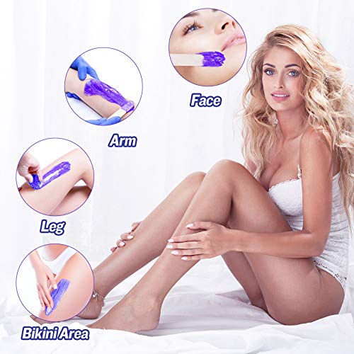 Wax Warmer, Liaboe Wax Heater Hair Removal Kit, Electric Waxing Kit with Adjustable Temperature, LED Display, 4 Different Flavor Hard Wax Beans and 20 Pcs Wax Applicator Sticks(Women/Men)