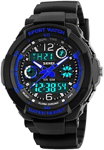 Takyae Children Kid Watches LED Digital Quartz Watch Boy And Girl Student Multifunctional Waterproof Wristwatches S - Blue