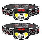 TINMIU 2-Pack Rechargeable Headlamp Flashlight, 800 Lumens Motion Sensor Head Lamp, IPX4 Waterproof, Bright White Cree Led & Red Light, Perfect for Running, Camping, Hiking & More.