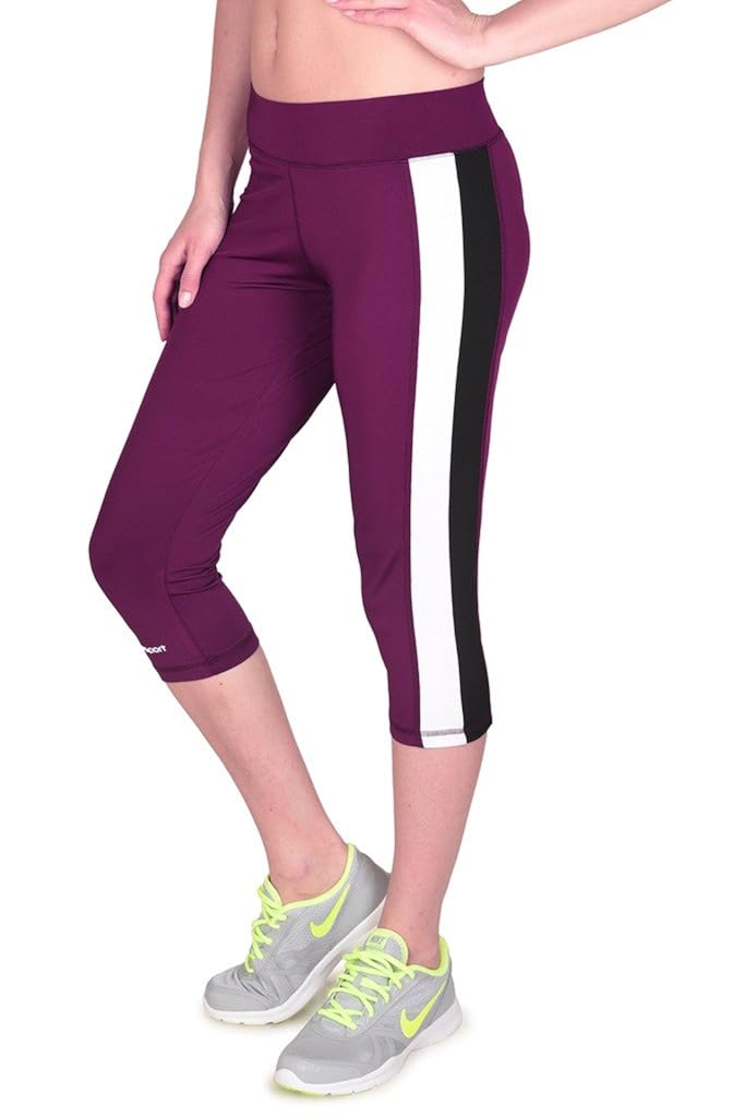 onesport women's polyester spandex jersey wine capris(onsp34wn-p)