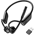 Smof Open-Ear Bluetooth Headset with Noise-Canceling Microphone, USB Dongle, Lightweight Design, Bluetooth 5.1, Mute Button for Office, Business, and Gaming (Not Compatible with Microsoft Teams)