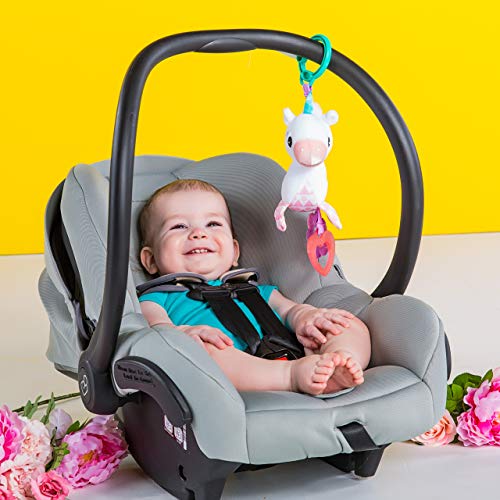 Bright Starts Unicorn Sparkle & Shine Plush Take-Along Stroller or Carrier Toy, Ages 0 Month+, Pink