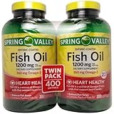 Spring Valley Fish Oil Dietary Supplement Softgels, 1200mg, 200 ct, 2 pk